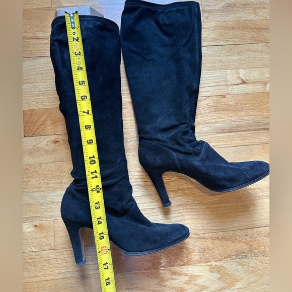 Vero Cuoio Suede Black Knee High Heeled Boots - Picture 4 of 7